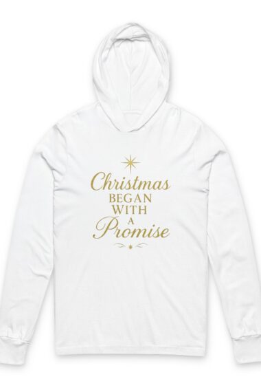 Christian Christmas Hooded Long Sleeve Tee – "Christmas Began With a Promise"